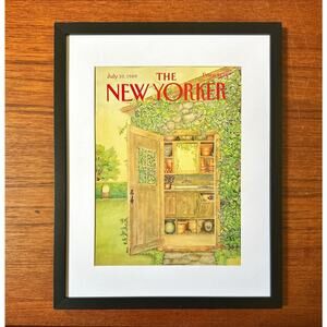 Framed 1989 New Yorker Magazine Cover July 10 Summer Planting Shed